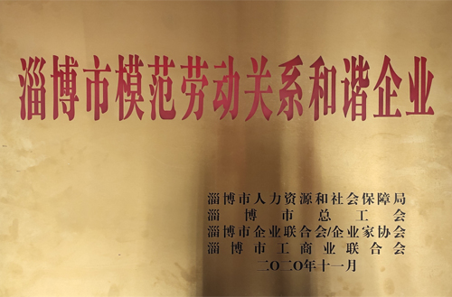2020年11月荣获“淄博市模范劳动关系和谐企业”